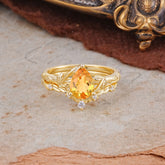Delicate Twisted Vine Wrapped Prong Pear Cut Citrine Stackable Rings